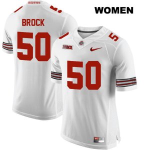 Women's NCAA Ohio State Buckeyes Nathan Brock #50 College Stitched Authentic Nike White Football Jersey PO20Z30YA